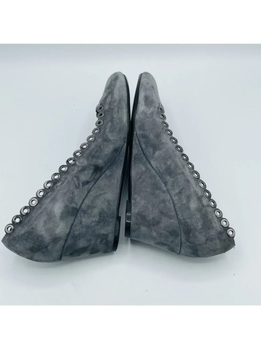 Vaneli Shoes Womens Size 7 N Gray Suede Slip On Pumps Wedge Heels Studded